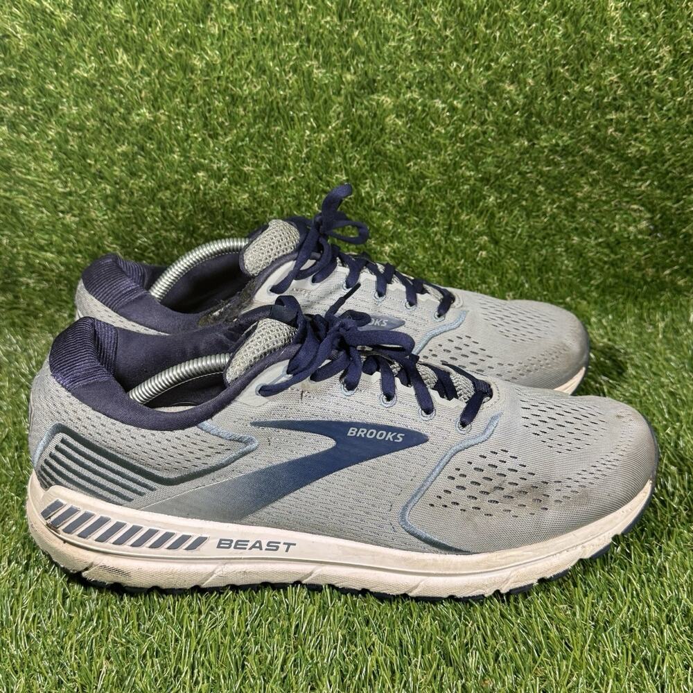 Brooks Beast 20 Running Shoes Mens 12.5 Blue Grey Peacoat Lace Up Workout Active
